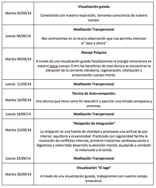 Comienzan las sesiones de meditación