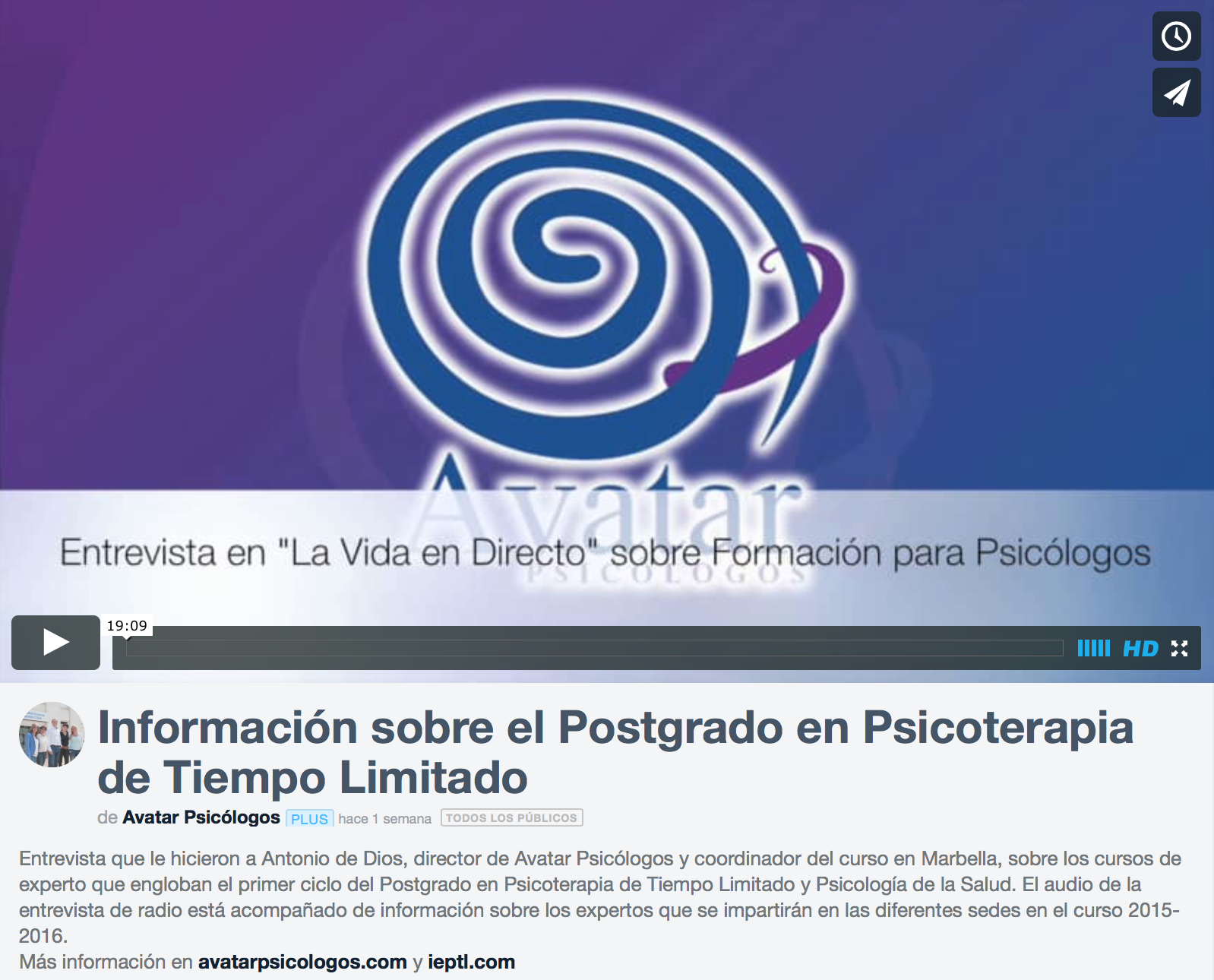 Ya tenemos fechas del Postgrado en Psicoterapia de Tiempo Limitado en Marbella